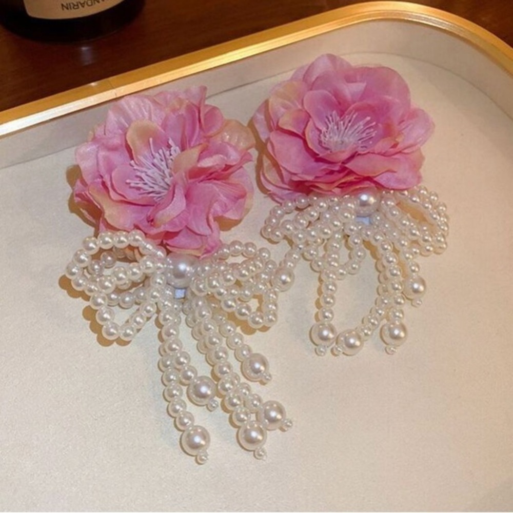 Rose Petal Tassel Earrings